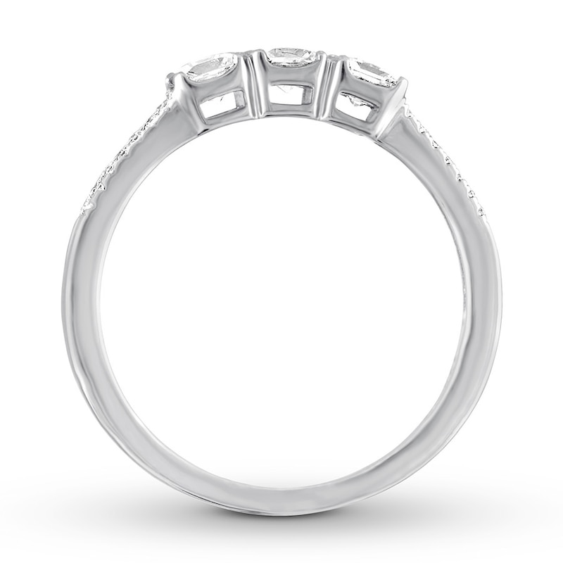 Diamond Ring 1/2 ct tw Princess-cut/Round 14K White Gold