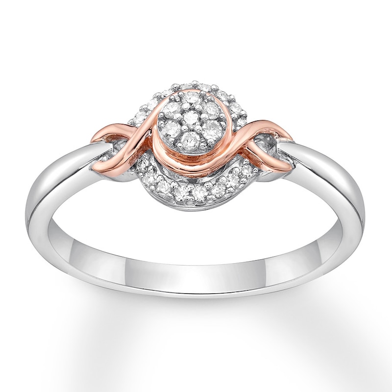 Diamond Promise Ring 1/10 ct tw Round Sterling Silver/10K Rose Gold
