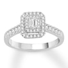 Thumbnail Image 0 of Diamond Promise Ring 1/2 ct tw Emerald/Round 10K White Gold
