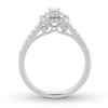 Thumbnail Image 1 of Diamond Promise Ring 1/2 ct tw Emerald/Round 10K White Gold