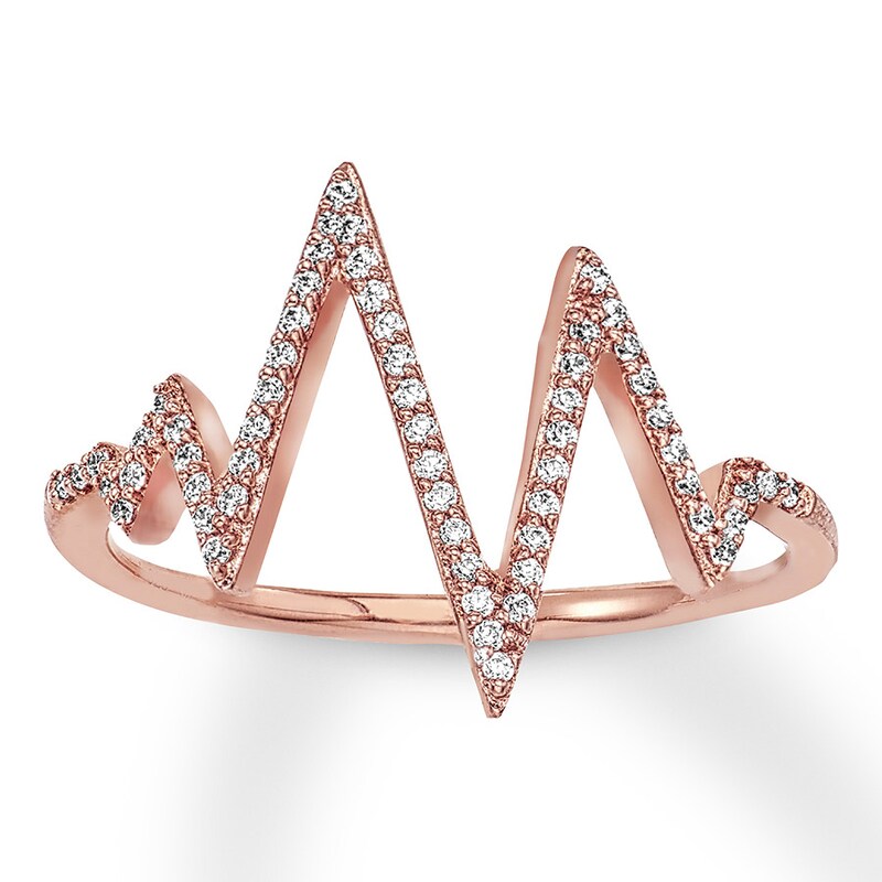 Diamond Heartbeat Ring 1/6 ct tw Round-cut 10K Rose Gold