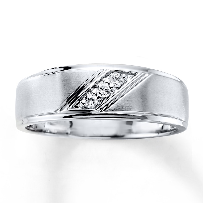 Men's Diamond Band 1/10 ct tw Round-cut 10K White Gold