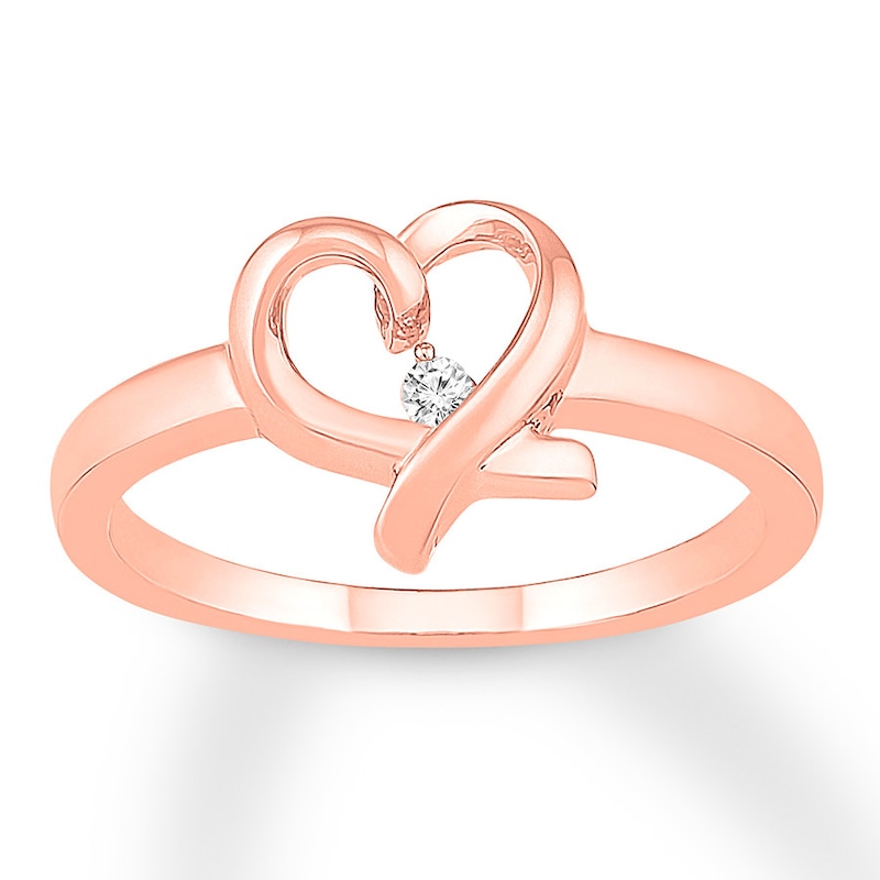 Heart Ring Diamond Accent 10K Rose Gold