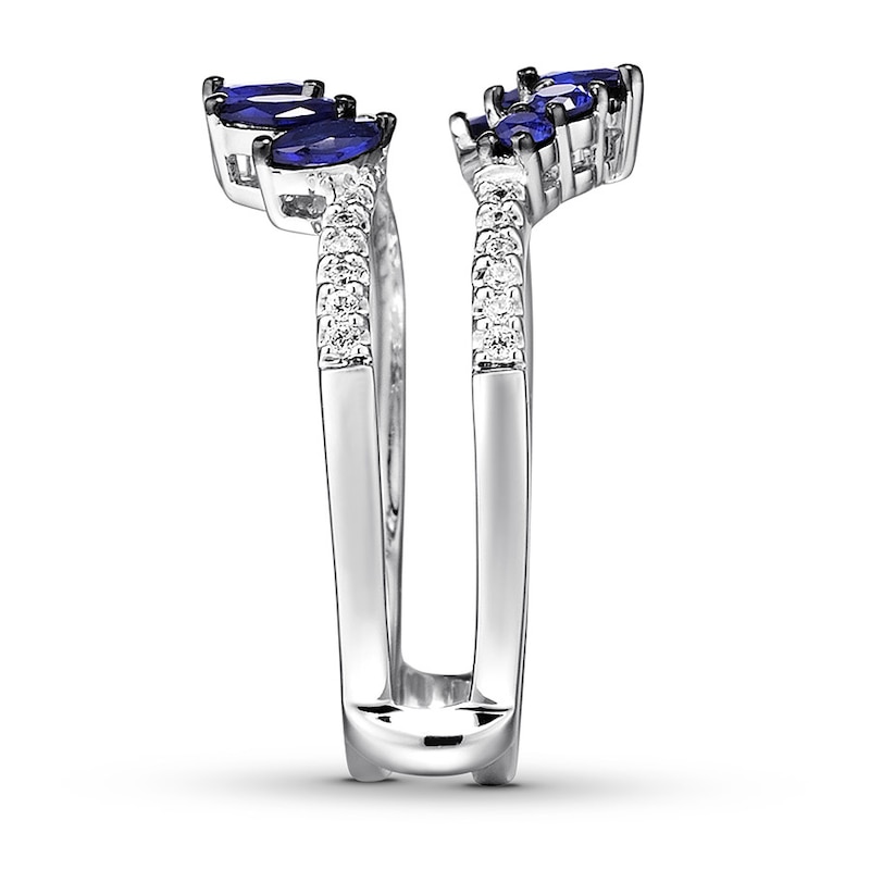 Main Image 3 of Natural Sapphire Enhancer Ring 1/8 ct tw Diamonds 14K White Gold