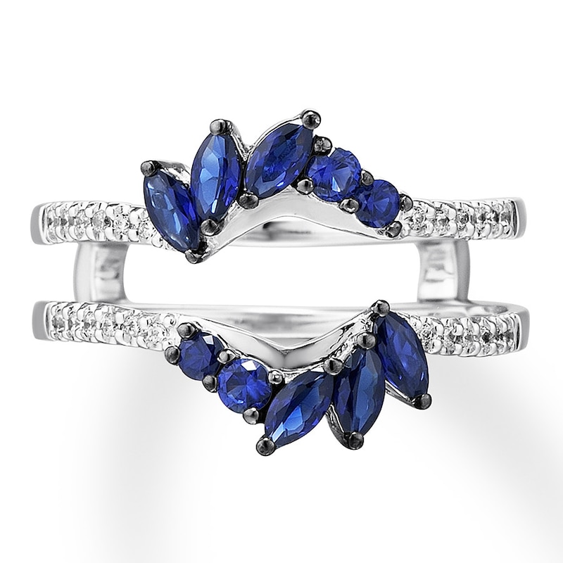 Main Image 4 of Natural Sapphire Enhancer Ring 1/8 ct tw Diamonds 14K White Gold