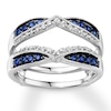 Natural Sapphire Enhancer Ring 1/5 ct tw Diamonds 14K White Gold