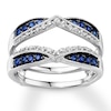 Thumbnail Image 1 of Natural Sapphire Enhancer Ring 1/5 ct tw Diamonds 14K White Gold
