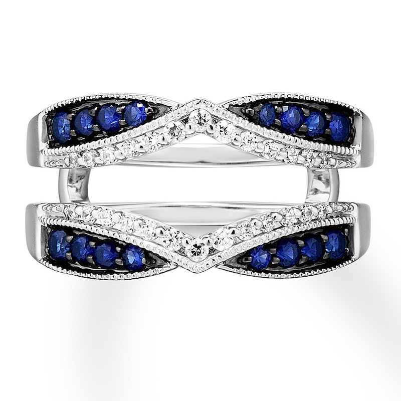 Main Image 4 of Natural Sapphire Enhancer Ring 1/5 ct tw Diamonds 14K White Gold