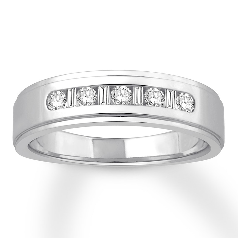 Men's Colorless Diamond Band 1/3 ct tw Round-cut 14K White Gold