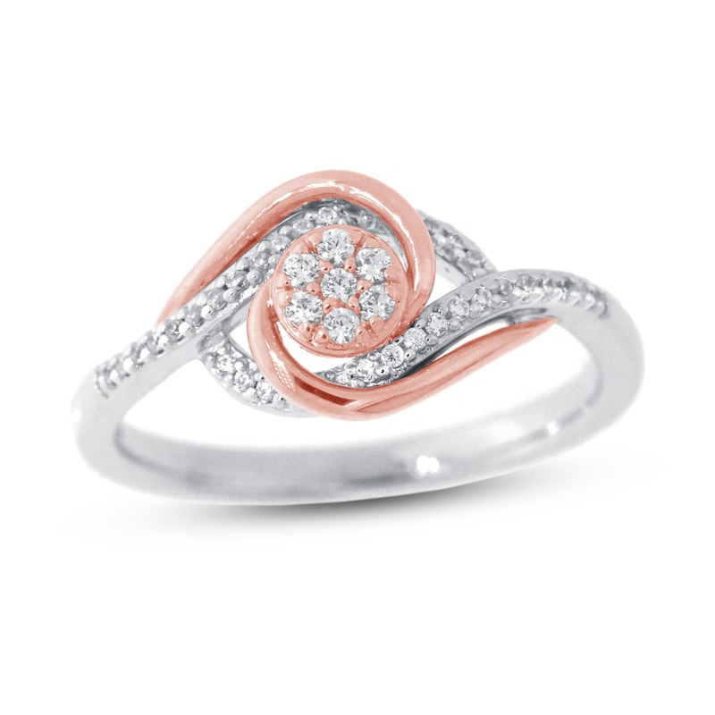 Diamond Promise Ring 1/6 ct tw Round 10K Sterling Silver/Rose Gold