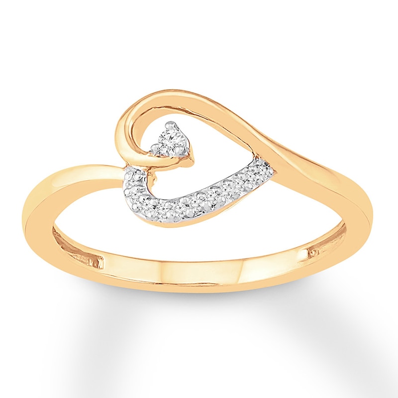 Diamond Heart Ring 1/20 ct tw Round 10K Yellow Gold