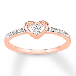 Diamond Heart Ring 1/15 ct tw Round 10K Rose Gold