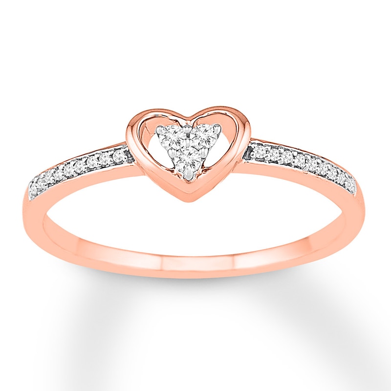 Diamond Heart Ring 1/15 ct tw Round 10K Rose Gold
