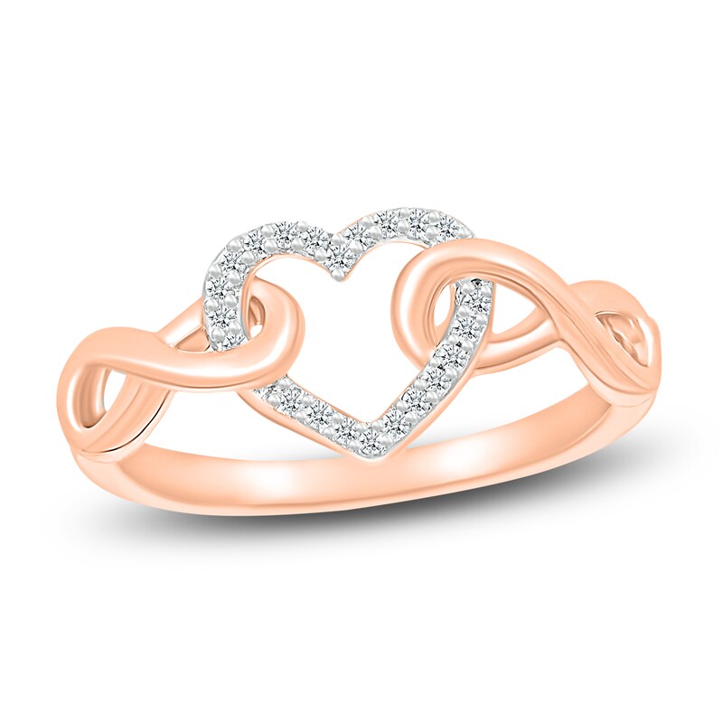 Diamond Heart Ring 1/10 carat tw Round 10K Rose Gold