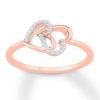 Thumbnail Image 1 of Diamond Hearts Ring 1/20 ct tw Round 10K Rose Gold