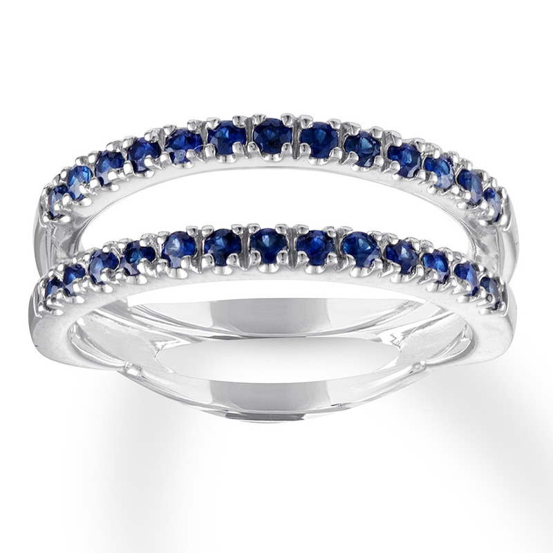 Natural Sapphire Enhancer Ring 14K White Gold with 360