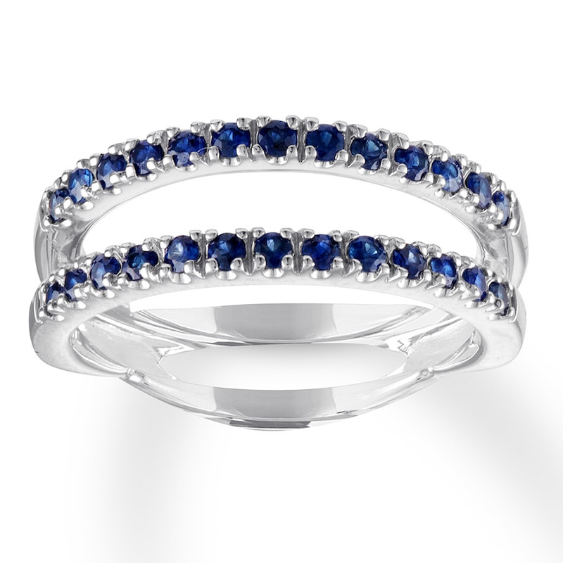 Natural Sapphire Enhancer Ring 14K White Gold