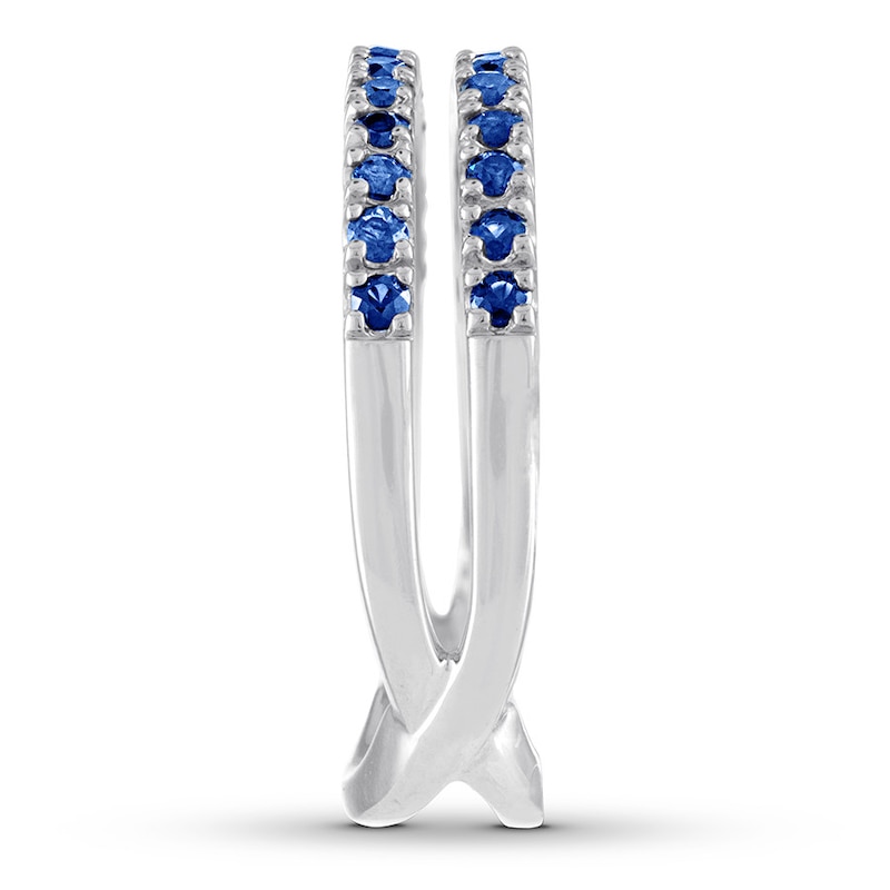 Natural Sapphire Enhancer Ring 14K White Gold