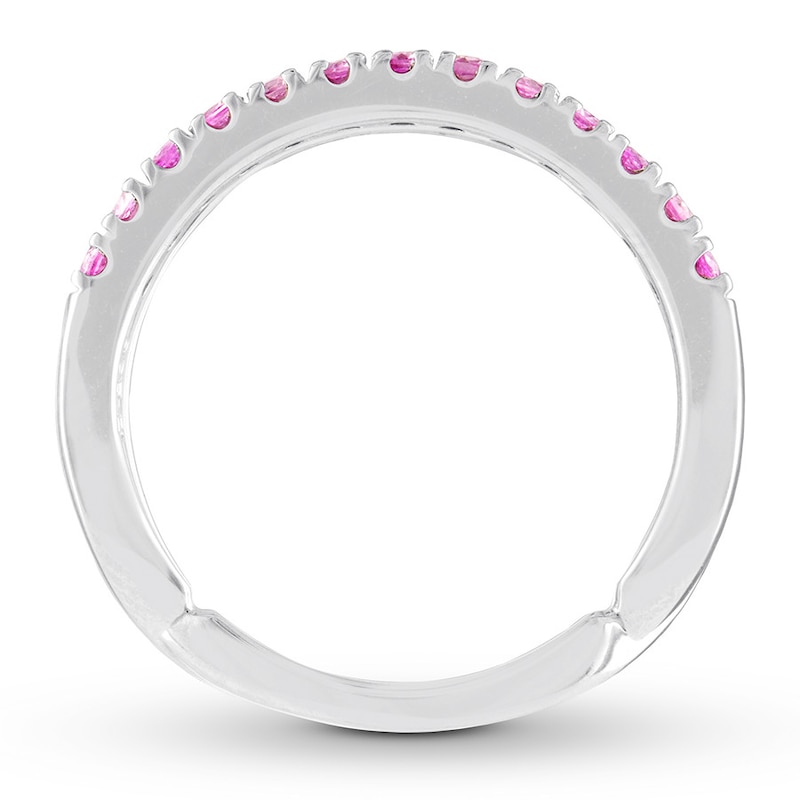 Natural Pink Sapphire Enhancer Ring 14K White Gold