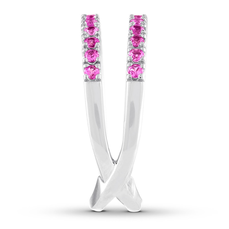 Natural Pink Sapphire Enhancer Ring 14K White Gold