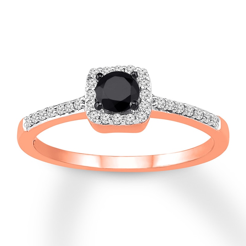 Black & White Diamond Ring 3/8 ct tw 10K Rose Gold