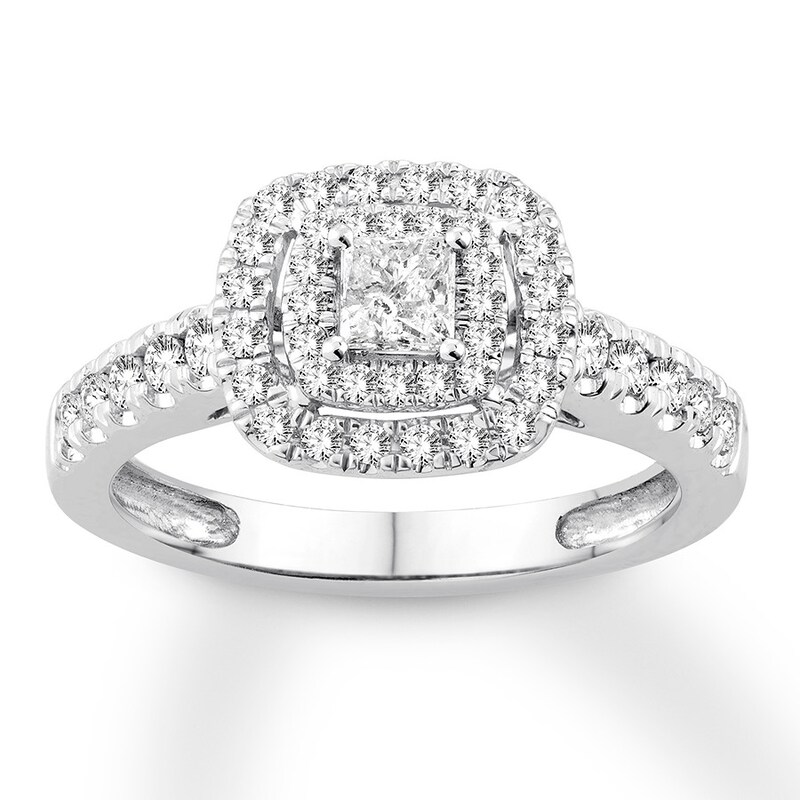 Diamond Promise Ring 1/2 ct tw Princess/Round 10K White Gold