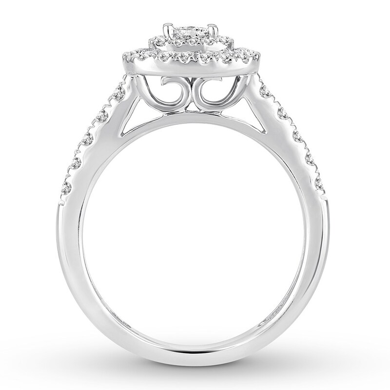 Diamond Promise Ring 1/2 ct tw Princess/Round 10K White Gold