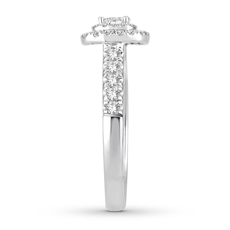 Diamond Promise Ring 1/2 ct tw Princess/Round 10K White Gold