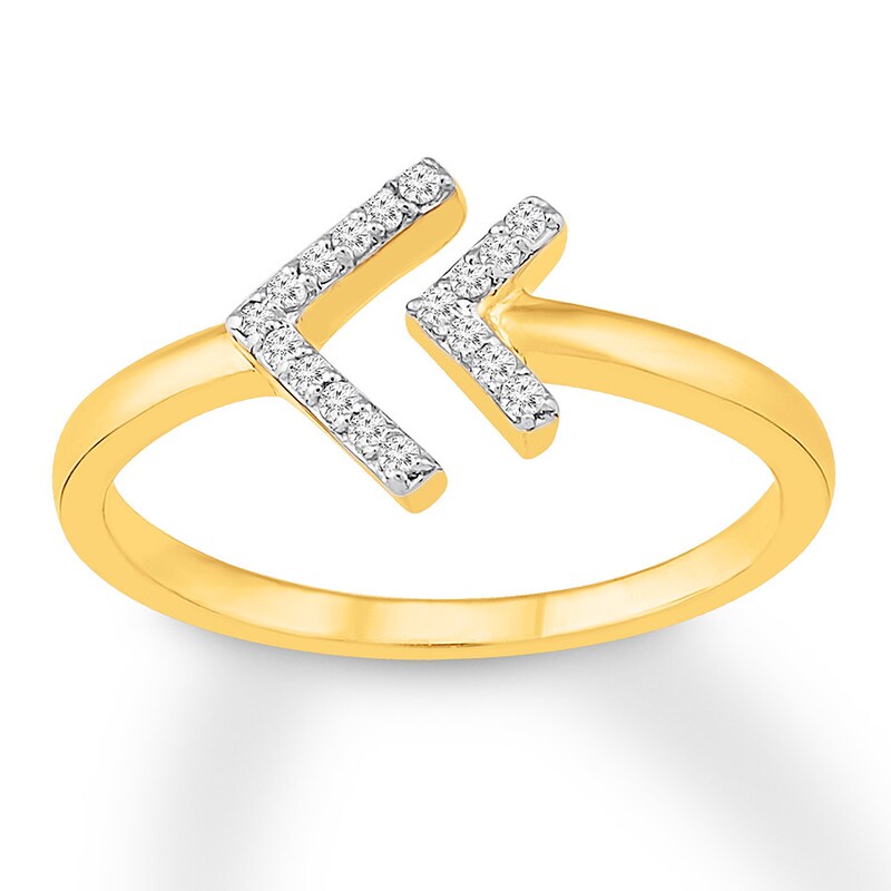 Diamond Arrow Midi Ring 1/15 ct tw Round 10K Yellow Gold