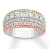 Thumbnail Image 0 of Diamond Anniversary Ring 1-1/4 ct tw Round 14K Tri-Color Gold
