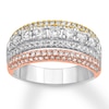 Thumbnail Image 1 of Diamond Anniversary Ring 1-1/4 ct tw Round 14K Tri-Color Gold