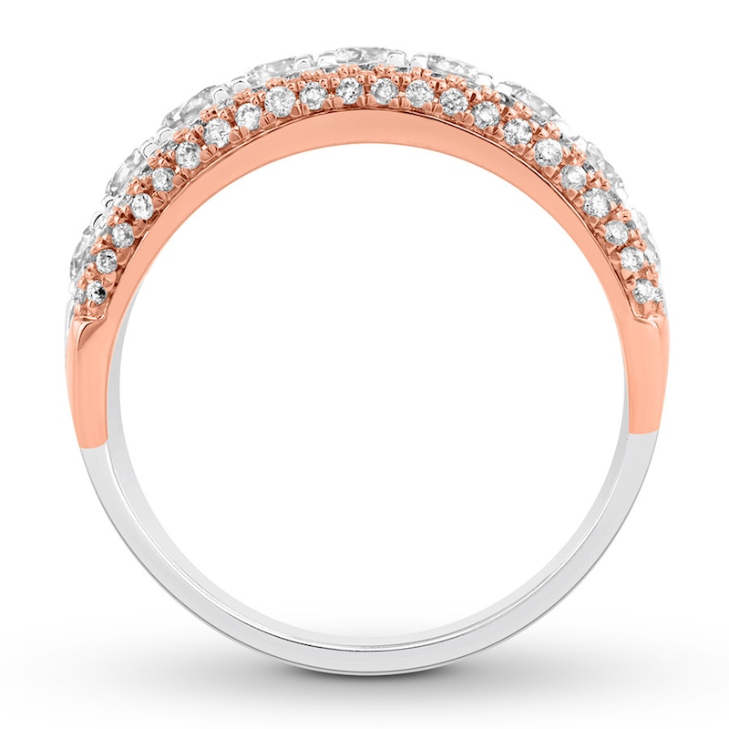 Main Image 2 of Diamond Anniversary Ring 1-1/4 ct tw Round 14K Tri-Color Gold