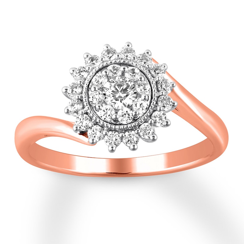 Diamond Promise Ring 1/2 ct tw Round 10K Rose Gold