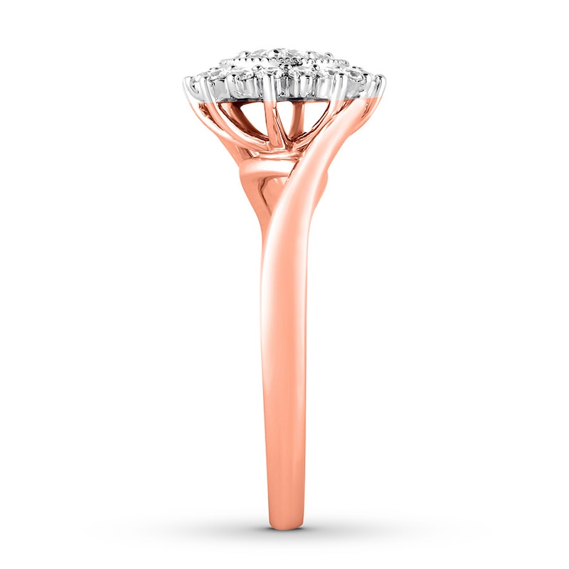 Diamond Promise Ring 1/2 ct tw Round 10K Rose Gold