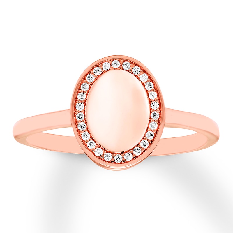 Diamond Signet Ring 1/10 ct tw Round-cut 10K Rose Gold