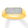 Thumbnail Image 1 of Diamond Signet Ring 1/4 ct tw Round-cut 10K Yellow Gold