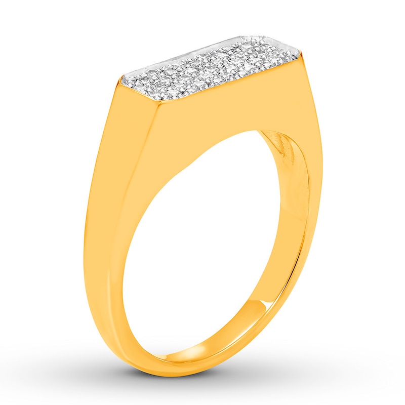 Diamond Signet Ring 1/4 ct tw Round-cut 10K Yellow Gold