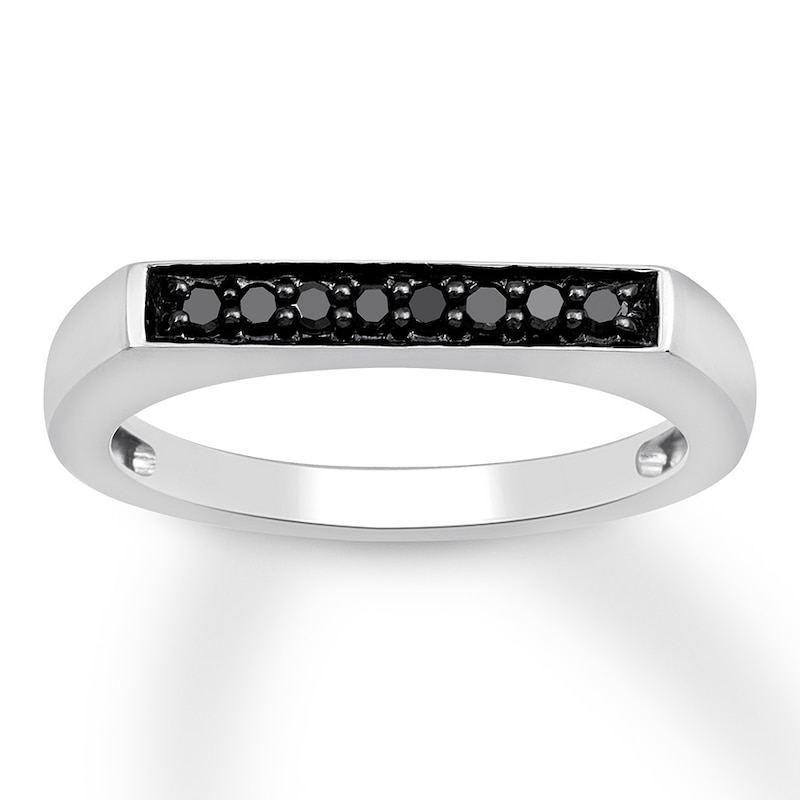Black Diamond Midi Ring 1/10 carat tw Sterling Silver