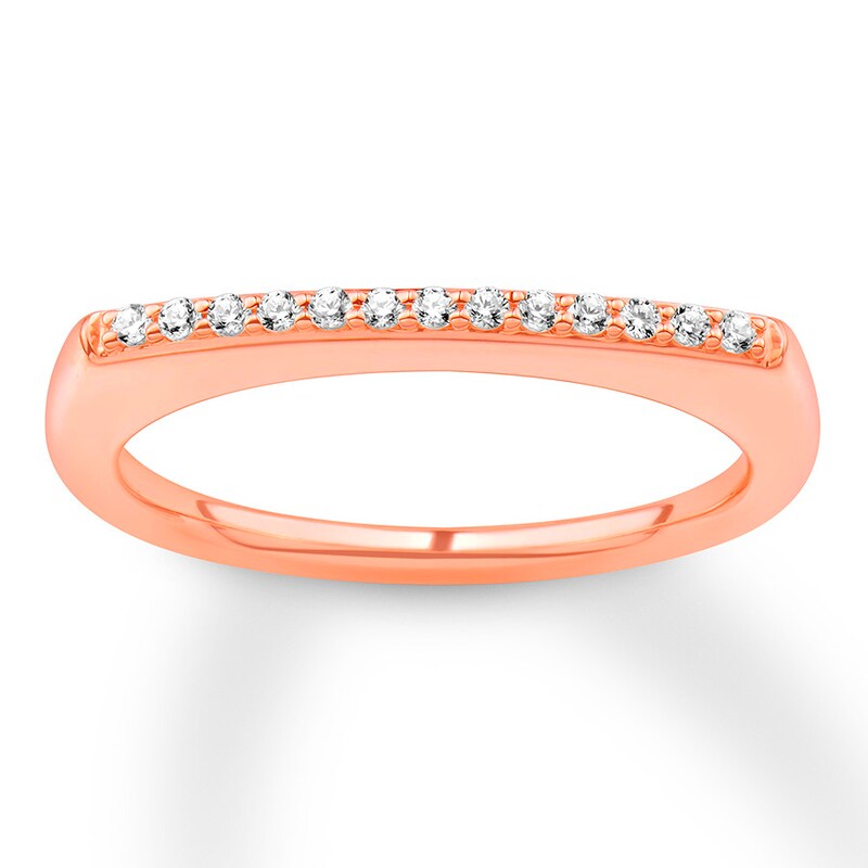 Diamond Flat-top Ring 1/15 ct tw Round 10K Rose Gold