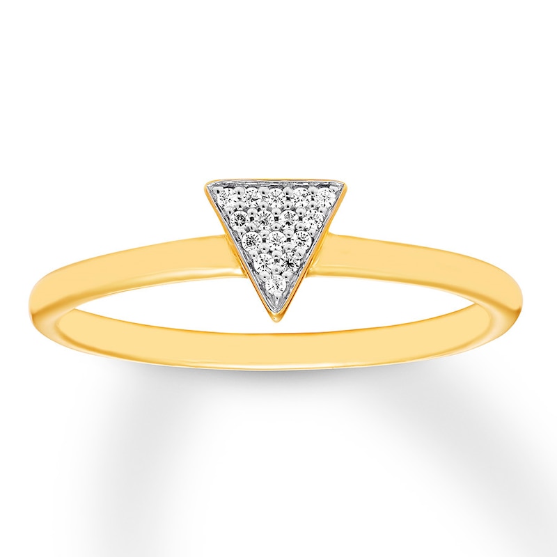 Main Image 1 of Triangle Ring 1/20 ct tw Diamonds 10K Yellow Gold