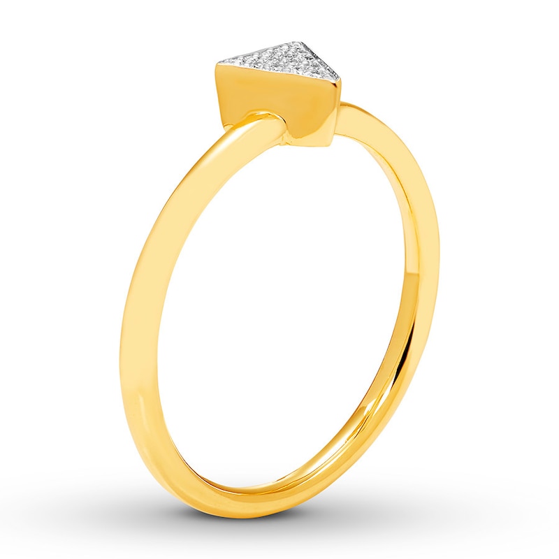 Main Image 2 of Triangle Ring 1/20 ct tw Diamonds 10K Yellow Gold