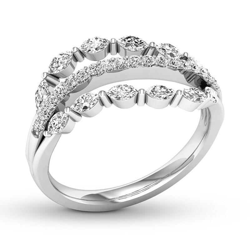 Diamond Ring 3/4 ct tw Marquise/Round 14K White Gold