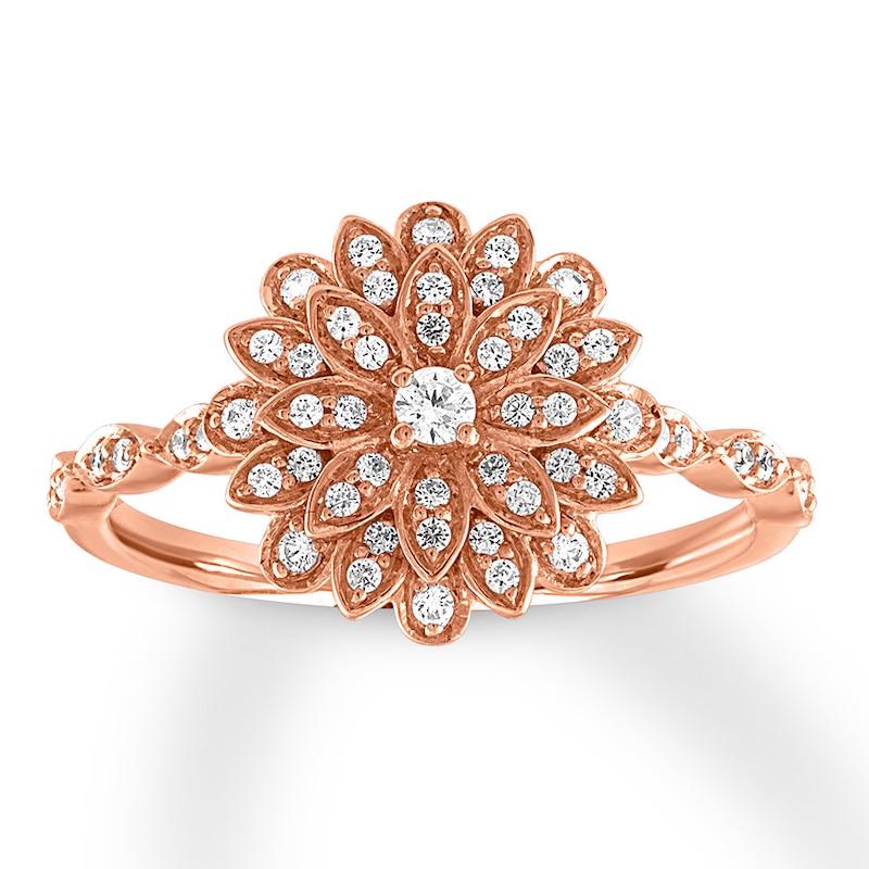 Diamond Promise Ring 1/4 ct tw Round 10K Rose Gold