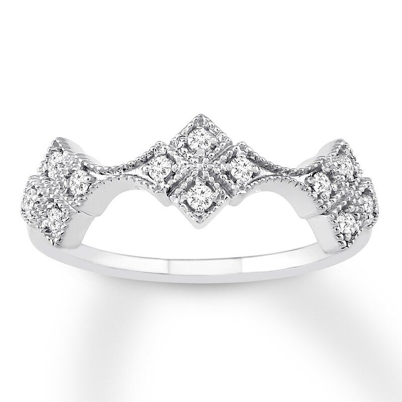 Main Image 1 of Diamond Anniversary Ring 1/8 ct tw Round-cut 10K White Gold