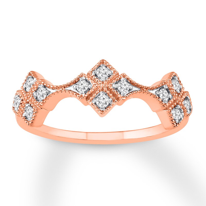 Main Image 1 of Diamond Anniversary Ring 1/8 ct tw Round-cut 10K Rose Gold