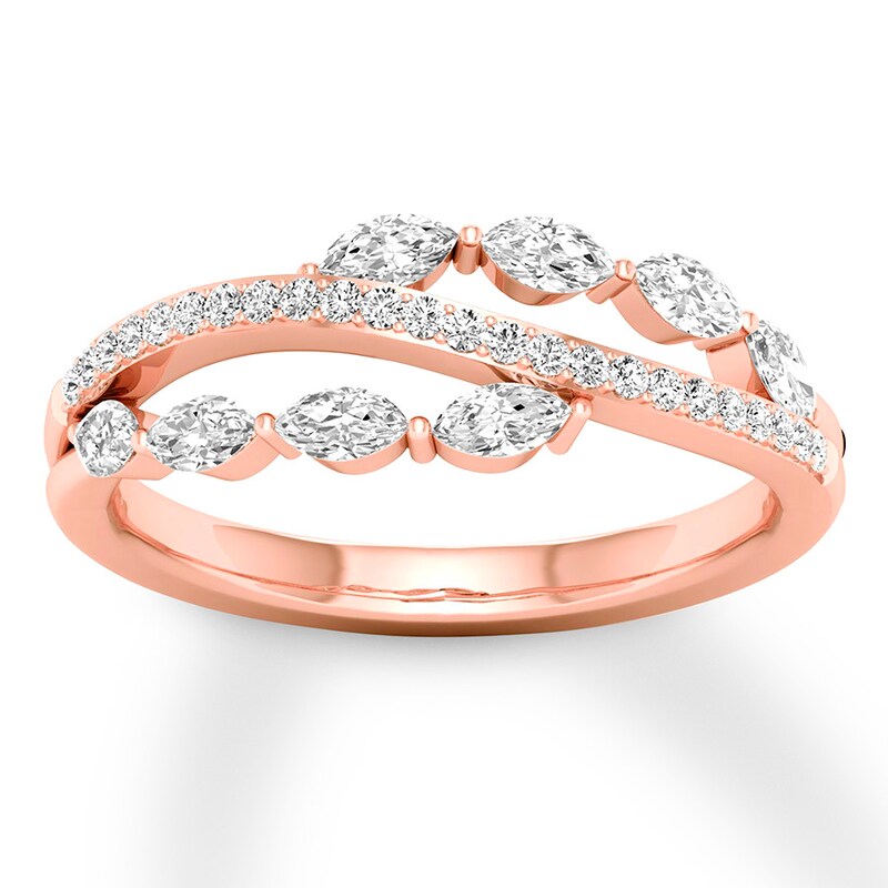 Diamond Ring 1/2 ct tw Marquise/Round 14K Rose Gold