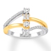 Thumbnail Image 0 of Diamond Ring 1/2 ct tw Round/Baguette/Princess 10K Two-Tone Gold