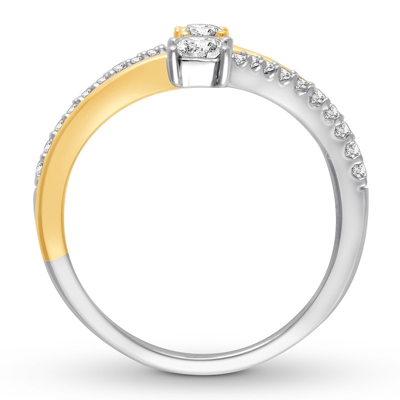 Diamond Ring 1/2 ct tw Round/Baguette/Princess 10K Two-Tone Gold
