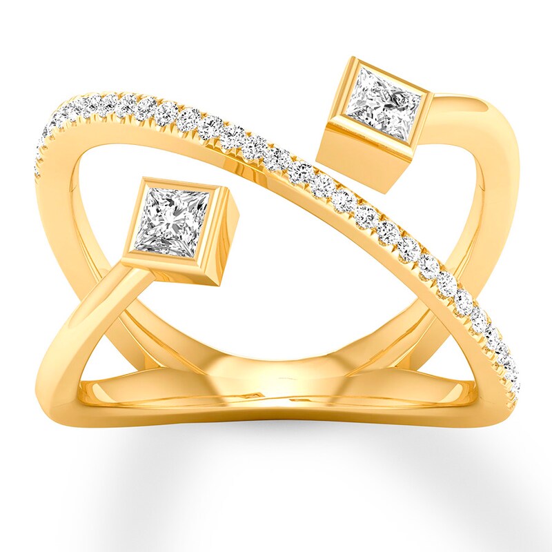 Diamond Deconstructed Ring 1/3 ct tw Princess/Round 10K Yellow Gold