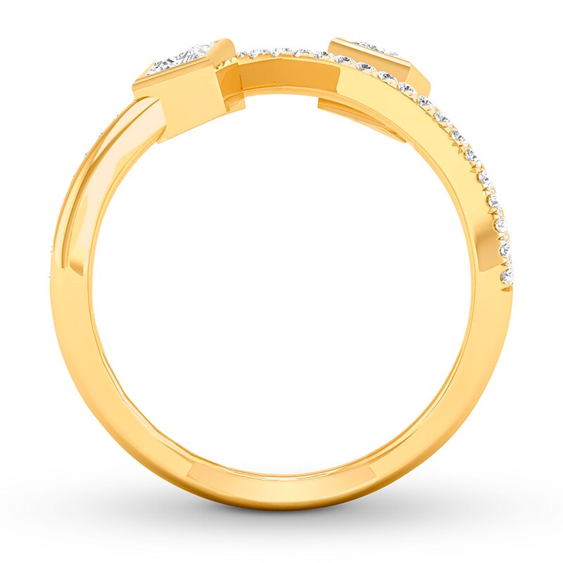 Diamond Deconstructed Ring 1/3 ct tw Princess/Round 10K Yellow Gold